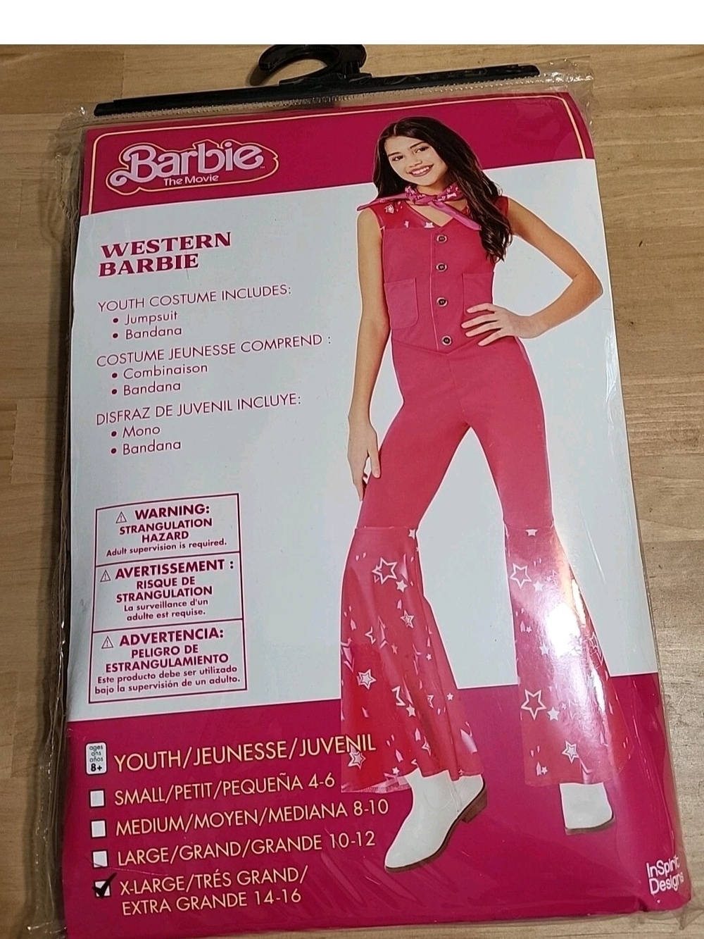 Barbie Pink Star-Print Western Jumpsuit with Bandana